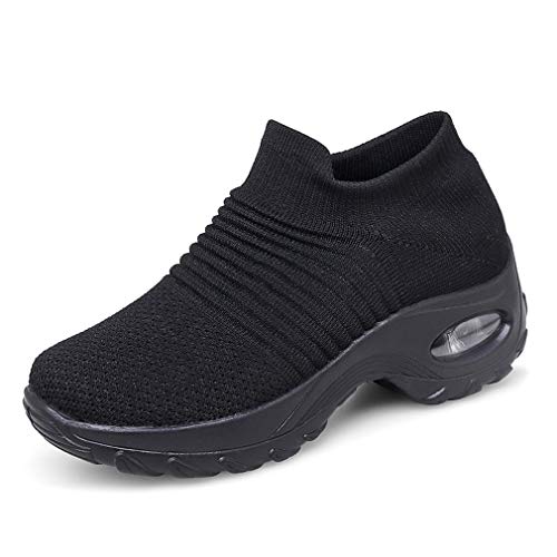 Zapatillas Deportivas de Mujer Gimnasio Zapatos Running Deportivos Fitness Correr Casual Ligero Comodos Respirable Negro Gris Morado 35-42 BK2 39