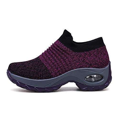 Zapatillas Deportivas de Mujer Gimnasio Zapatos Running Deportivos Fitness Correr Casual Ligero Comodos Respirable Negro Gris Morado 35-42 PP39