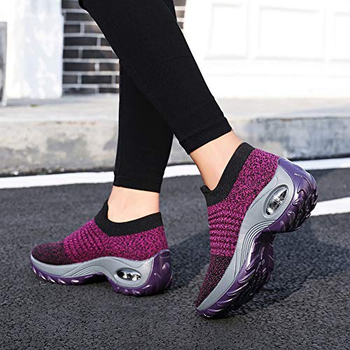 Zapatillas Deportivas de Mujer Gimnasio Zapatos Running Deportivos Fitness Correr Casual Ligero Comodos Respirable Negro Gris Morado 35-42 PP39