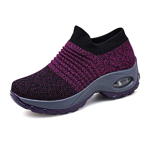 Zapatillas Deportivas de Mujer Gimnasio Zapatos Running Deportivos Fitness Correr Casual Ligero Comodos Respirable Negro Gris Morado 35-42 PP39