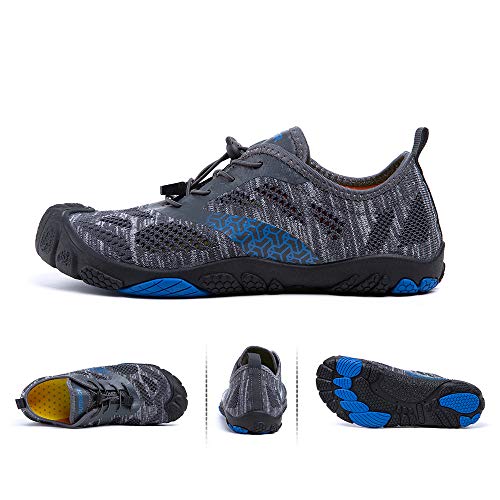 Zapatillas Minimalista Hombre Mujer de Trail Running Escarpines Zapatos de Agua Secado Rápido Deportes Antideslizante Unisexo Gris A Reino Unido 42