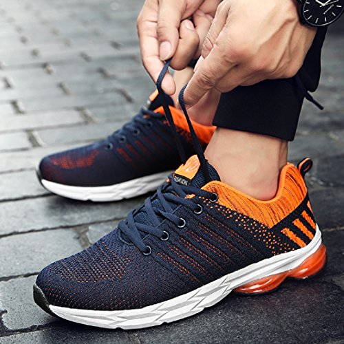 Zapatillas Running para Hombre Aire Libre y Deporte Transpirables Casual Zapatos Gimnasio Correr Sneakers Naranja 39