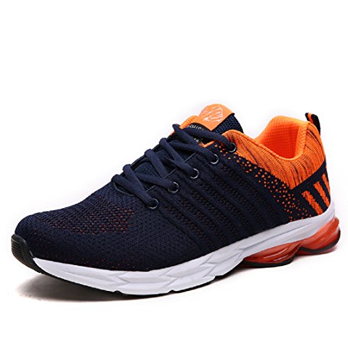 Zapatillas Running para Hombre Aire Libre y Deporte Transpirables Casual Zapatos Gimnasio Correr Sneakers Naranja 39