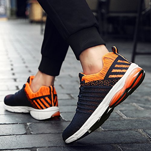 Zapatillas Running para Hombre Aire Libre y Deporte Transpirables Casual Zapatos Gimnasio Correr Sneakers Naranja 42