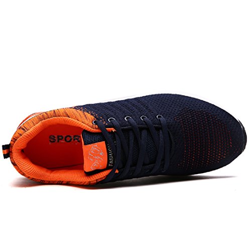 Zapatillas Running para Hombre Aire Libre y Deporte Transpirables Casual Zapatos Gimnasio Correr Sneakers Naranja 45