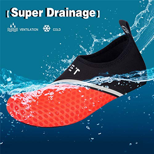 Zapatos de Agua para Hombres y Mujeres Zapatos para Deportes acuáticos Zapatos de Buceo natación Surf en la Playa Yoga Zapatos Ligeros de Secado rápido(xb.Naranja,42/43 EU)