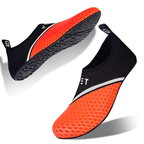 Zapatos de Agua para Hombres y Mujeres Zapatos para Deportes acuáticos Zapatos de Buceo natación Surf en la Playa Yoga Zapatos Ligeros de Secado rápido(xb.Naranja,42/43 EU)