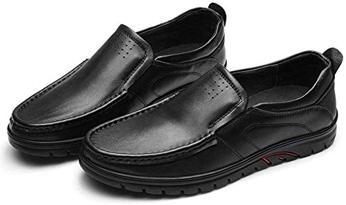 Zapatos de hombre La conducción del holgazán de los zapatos de los hombres grada for embarcaciones de tacón plano del cuero genuino de punta redonda casual ligero de costura Lug Sole Elastic`