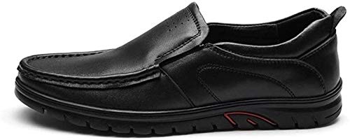 Zapatos de hombre La conducción del holgazán de los zapatos de los hombres grada for embarcaciones de tacón plano del cuero genuino de punta redonda casual ligero de costura Lug Sole Elastic`