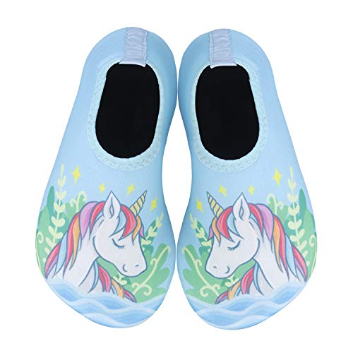 Zapatos De NatacióN para NiñOs En La Playa Los Deportes AcuáTicos Deporte De Agua Descalzo Piel NiñOs NiñAs Bebé Antideslizante Secado RáPido Piscina Surf Yoga JardíN(DJ.BM.Azul,24/25EU)