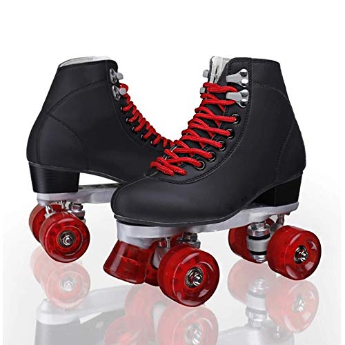 Zapatos de Patinaje de Velocidad para Mujer, Patines cuádruples clásicos al Aire Libre, Patines de Ruedas para jóvenes Adultos, diseño de Botas Altas (Color: Negro, Tamaño: 5)