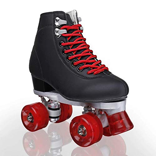 Zapatos de Patinaje de Velocidad para Mujer, Patines cuádruples clásicos al Aire Libre, Patines de Ruedas para jóvenes Adultos, diseño de Botas Altas (Color: Negro, Tamaño: 5)