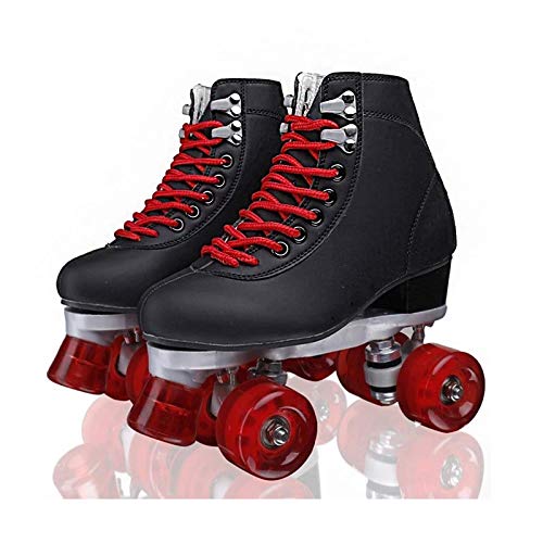 Zapatos de Patinaje de Velocidad para Mujer, Patines cuádruples clásicos al Aire Libre, Patines de Ruedas para jóvenes Adultos, diseño de Botas Altas (Color: Negro, Tamaño: 5)