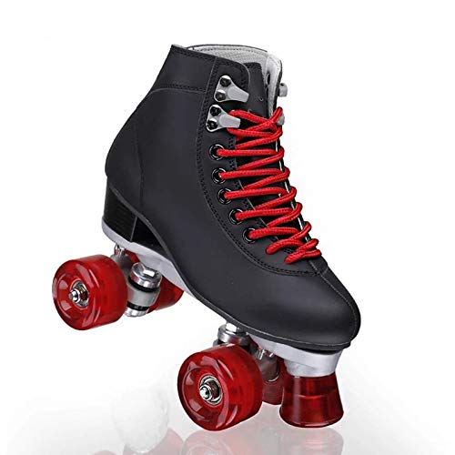 Zapatos de Patinaje de Velocidad para Mujer, Patines cuádruples clásicos al Aire Libre, Patines de Ruedas para jóvenes Adultos, diseño de Botas Altas (Color: Negro, Tamaño: 5)