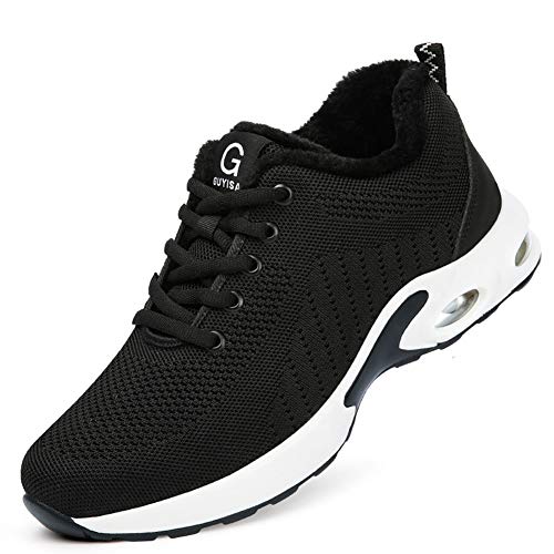 Zapatos de Seguridad de Invierno con Terciopelo Hombres Cómodo Zapatillas de Trabajo con Punta de Acero Ultra Liviano (Negro Blanco con Terciopelo, 41) Zapatos de Seguridad de Invierno con Terciopelo Hombres Cómodo Zapatillas de Trabajo con Punta de Acero Ultra Liviano (Negro Blanco con Terciopelo, 41)