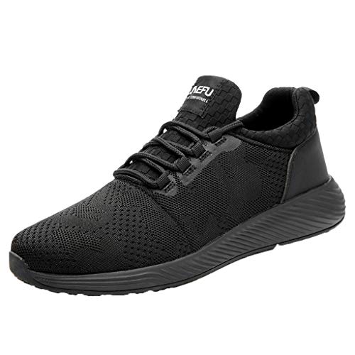 Zapatos de Seguridad para Hombre Trabajo con Punta de Acero, Zapatillas Deportivas al Aire Libre Moda Resistentes Deslizamiento Ligeras y Transpirables Suela Blanda Negro Yvelands(45)