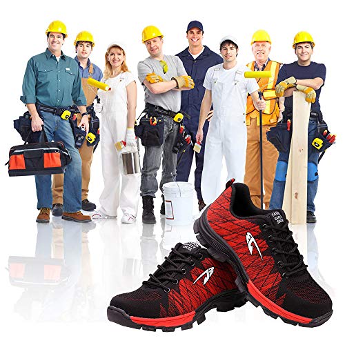 Zapatos de Seguridad para Hombre Transpirable Ligeras con Puntera de Acero Zapatillas de Seguridad Trabajo, Calzado de Industrial y Deportiva 42