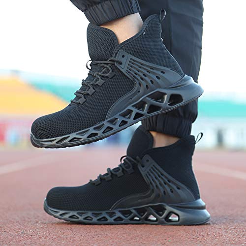 Zapatos de seguridad para hombres con puntera de acero, zapatillas de trabajo, ligeras, antideslizantes, protección industrial, color Negro, talla 39 EU Zapatos de seguridad para hombres con puntera de acero, zapatillas de trabajo, ligeras, antideslizantes, protección industrial, color Negro, talla 39 EU
