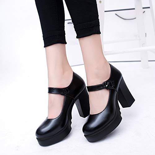 Zapatos de Tacón Alto Ancho Plataforma para Mujer Invierno Primavera 2019 PAOLIAN Zapatos Tacón Grueso Cuña Fiesta Elegantes Vestir Calzado de Trabajo de Piel Cuña Negros con Hebilla Zapatos de Tacón Alto Ancho Plataforma para Mujer Invierno Primavera 2019 PAOLIAN Zapatos Tacón Grueso Cuña Fiesta Elegantes Vestir Calzado de Trabajo de Piel Cuña Negros con Hebilla