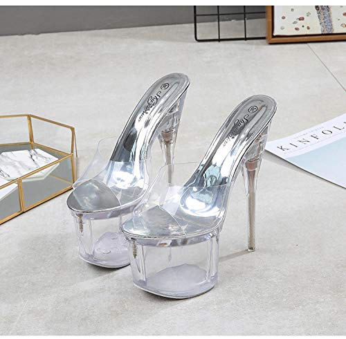 Zapatos de tacón Alto para Mujer Zapatos de Discoteca para Mujer Zapatillas de tacón Alto Impermeables Zapatos de Pasarela Modelo Zapatos de Pole Dance Transparentes @w002_36