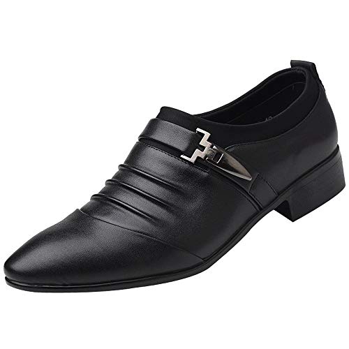 Zapatos de Vestir de Negocios para Hombres Zapatillas de Piel Casual con Estilo Suave Fiesta Moda Cuero Negro Blanco riou