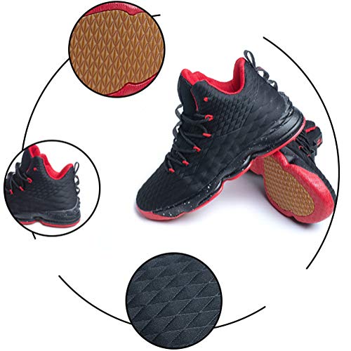 Zapatos Hombre Deporte de Baloncesto Sneakers de Malla para Correr Zapatillas Antideslizantes Negro Rojo Champán Verde Brillante 36-46 Negro Rojo 43