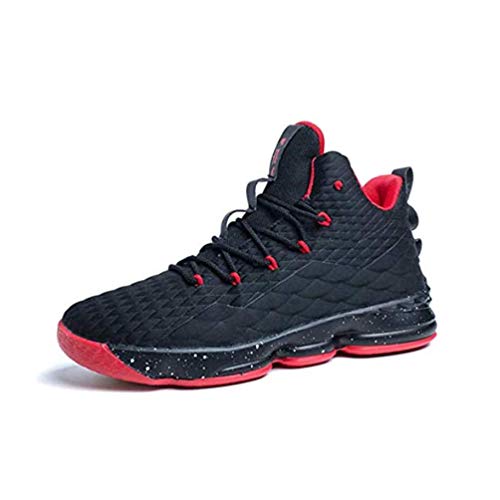 Zapatos Hombre Deporte de Baloncesto Sneakers de Malla para Correr Zapatillas Antideslizantes Negro Rojo Champán Verde Brillante 36-46 Negro Rojo 43