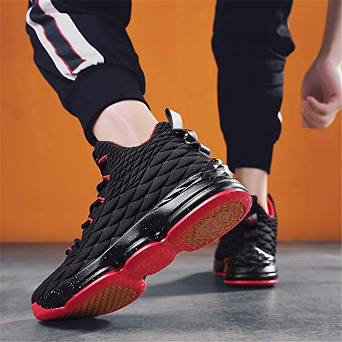 Zapatos Hombre Deporte de Baloncesto Sneakers de Malla para Correr Zapatillas Antideslizantes Negro Rojo Champán Verde Brillante 36-46 Negro Rojo 43