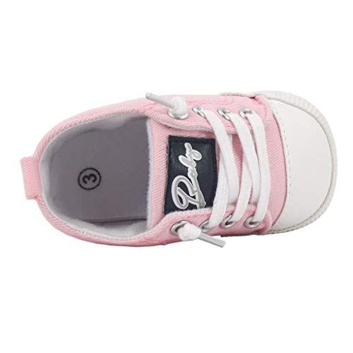 Zapatos para bebé Auxma La Zapatilla de Deporte Antideslizante del Zapato de Lona de la Zapatilla de Deporte para 3-6 6-12 12-18 M (6-12 M, Rosado)