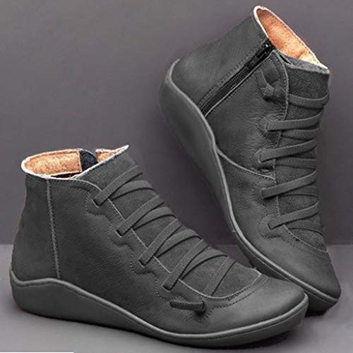 Zapatos Piel de Suela Blanda Mujer, Botas con Cordones de Cabeza Redonda con Cremallera Botines Casual Comodos Senderismo Viaje Liquidación Rebajas Yvelands(Negro,38) Zapatos Piel de Suela Blanda Mujer, Botas con Cordones de Cabeza Redonda con Cremallera Botines Casual Comodos Senderismo Viaje Liquidación Rebajas Yvelands(Negro,38)