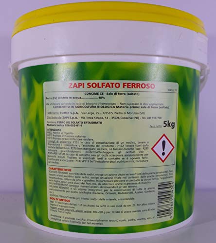 Zapi - Abono de sulfato ferroso, bolsa de 5 kg Zapi - Abono de sulfato ferroso, bolsa de 5 kg