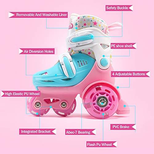 ZCRFY Patines De Ruedas Niños Ajustables Principiantes Niños Niñas Patines En Línea Ruedas De Doble Fila Zapatos De Patinaje Trajes 2-10 Años De Edad Juego De Patinaje sobre Hielo (M) ZCRFY Patines De Ruedas Niños Ajustables Principiantes Niños Niñas Patines En Línea Ruedas De Doble Fila Zapatos De Patinaje Trajes 2-10 Años De Edad Juego De Patinaje sobre Hielo (M)
