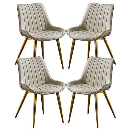ZCXBHD Conjunto de 4 Sillas Comedor Clásico Cuero PU Patas de Metal Dorado Sillas de Comedor Cocina para Restaurante Hotel Sala reuniones Sillas (Color : Beige) ZCXBHD Conjunto de 4 Sillas Comedor Clásico Cuero PU Patas de Metal Dorado Sillas de Comedor Cocina para Restaurante Hotel Sala reuniones Sillas (Color : Beige)