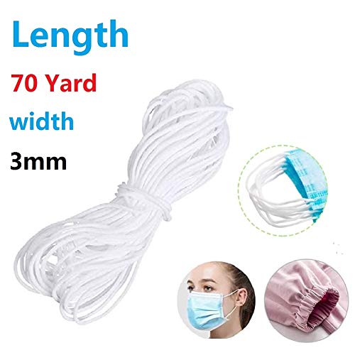 ZCZY Cuerda Elastica,3mm Redondo Cintas elásticas para Costura Y Manualidades DIY Cordon, Elástico de Cuerda Tela para Coser Ropa (Blanco-10 yardas)