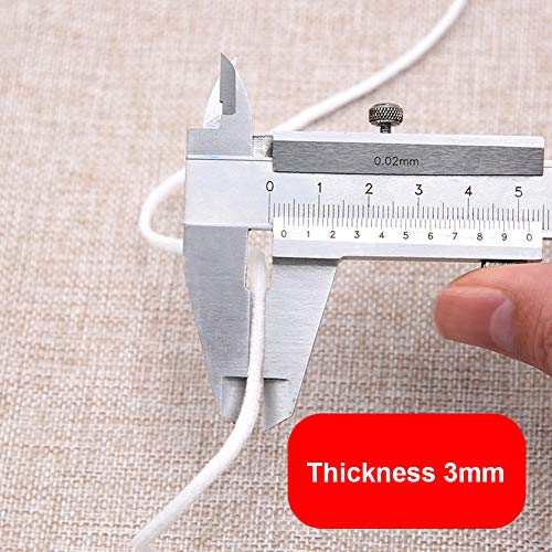 ZCZY Cuerda Elastica,3mm Redondo Cintas elásticas para Costura Y Manualidades DIY Cordon, Elástico de Cuerda Tela para Coser Ropa (Blanco-10 yardas)