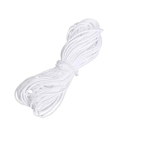 ZCZY Cuerda Elastica,3mm Redondo Cintas elásticas para Costura Y Manualidades DIY Cordon, Elástico de Cuerda Tela para Coser Ropa (Blanco-10 yardas)