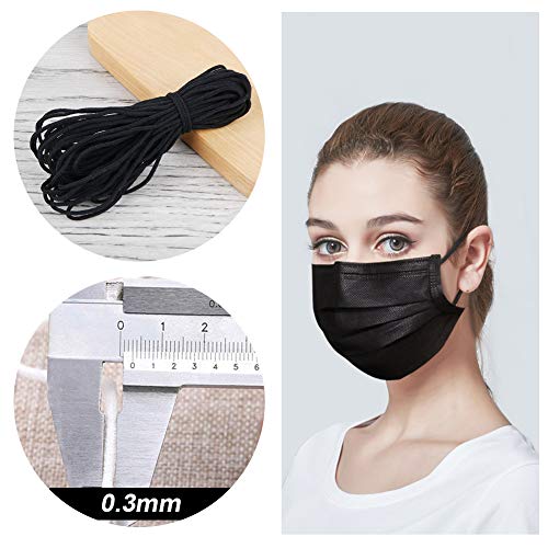 ZCZY Cuerda Elastica,3mm Redondo Cintas elásticas para Costura Y Manualidades DIY Cordon, Elástico de Cuerda Tela para Coser Ropa (Negro-10 yardas)