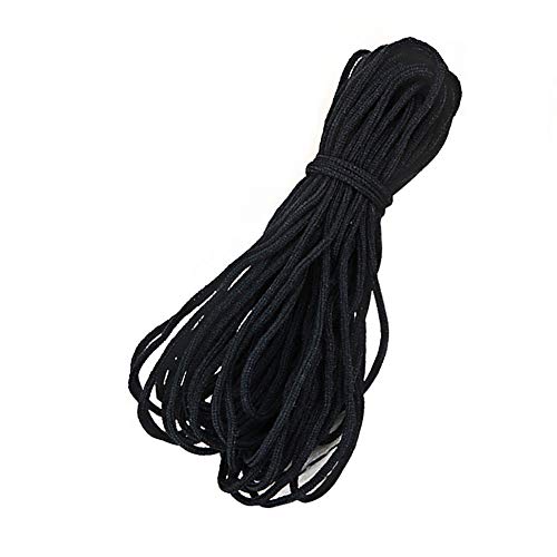 ZCZY Cuerda Elastica,3mm Redondo Cintas elásticas para Costura Y Manualidades DIY Cordon, Elástico de Cuerda Tela para Coser Ropa (Negro-10 yardas)