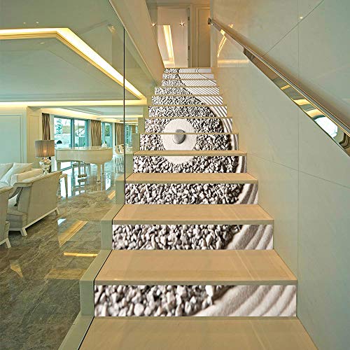 ZDDBD Adhesivos para Escaleras 3D Simulación Escalera Pegatina Impermeable Pared Bricolaje Decoración 18 * 100Cm * 13Pcs- Piedra De Arena Amarilla