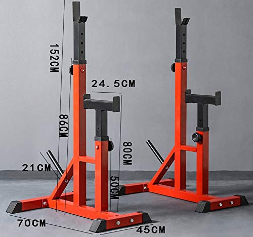 ZDXR8 Squat Rack Barbell Stands, Carga Máxima De 250 Kg, Barras Inmersión Resistentes Jaula con Mancuernas Ajustables, Jaula de Sentadillas Peso Equipo de Formación, Altura Regulable