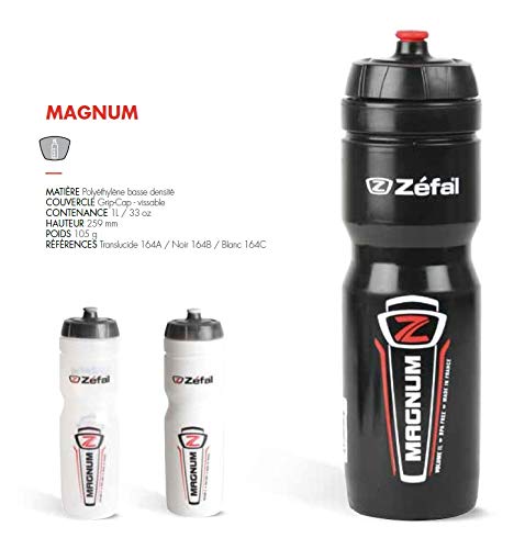 Zefal Magnum Bidón, Unisex Adulto, Negro, 1000 ml