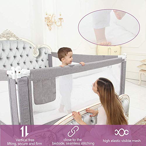 ZEHNHASE Barandilla de La Cama para bebés, Barrera de cama para niños Colchón doble, doble, tamaño completo tamaño queen y king (gris, 120cm, Children: XS) ZEHNHASE Barandilla de La Cama para bebés, Barrera de cama para niños Colchón doble, doble, tamaño completo tamaño queen y king (gris, 120cm, Children: XS)