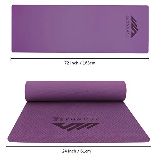 ZEHNHASE Esterilla Yoga Colchoneta de Yoga Antideslizante,TPE Yoga Mat diseñado para Entrenamiento físico - 183x61x0.6cm (Morado Oscuro)