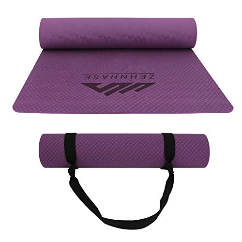 ZEHNHASE Esterilla Yoga Colchoneta de Yoga Antideslizante,TPE Yoga Mat diseñado para Entrenamiento físico - 183x61x0.6cm (Morado Oscuro)