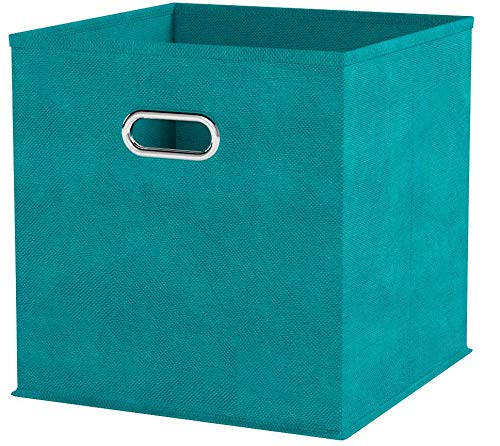 Zeller 14138 - Caja de almacenaje de tela, plegable, 28 x 28 x 28 cm, color petróleo