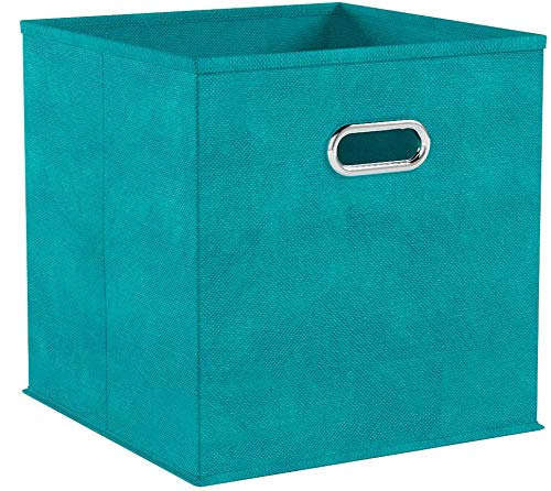 Zeller 14138 - Caja de almacenaje de tela, plegable, 28 x 28 x 28 cm, color petróleo Zeller 14138 - Caja de almacenaje de tela, plegable, 28 x 28 x 28 cm, color petróleo