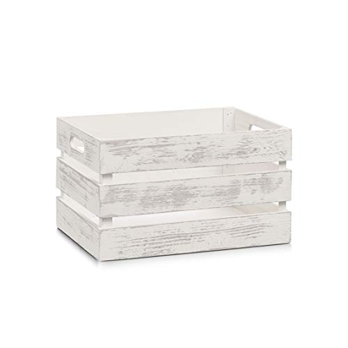 Zeller 15131 Caja de Almacenamiento, Madera, Blanco, 35x25x20 cm