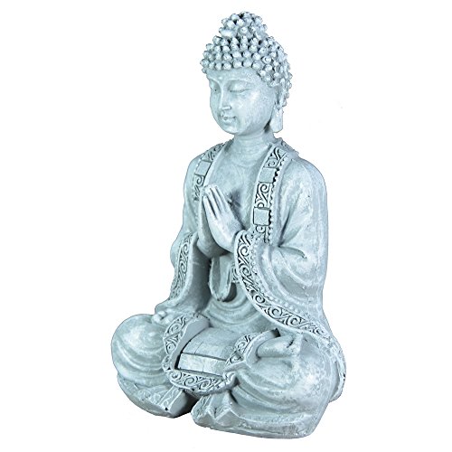 Zen Buda estatuilla Meditación Luz SBM2 2 Piedra Gris 10 x 5 x 12,5 cm