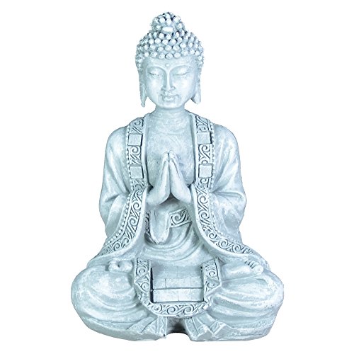 Zen Buda estatuilla Meditación Luz SBM2 2 Piedra Gris 10 x 5 x 12,5 cm