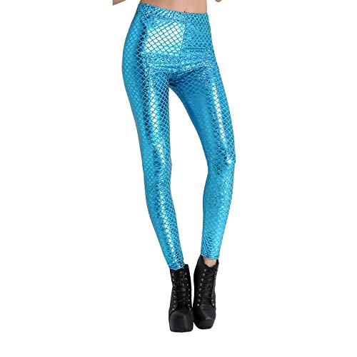 zencardery Cintura Alta Punk Rock Harajuku Entrenamiento Push Up Fitness Sexy Estampado 3D Sirena Escala De Pescado Mujeres Leggings Plus Size Pants